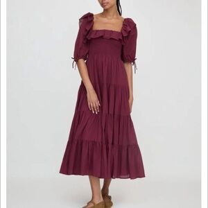Hill House Deep Burgundy Ruffle Dress